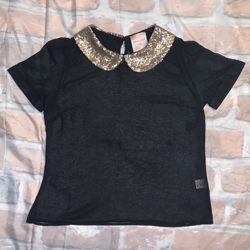 Romeo + Juliet Couture Sequined Collar Shirt size L